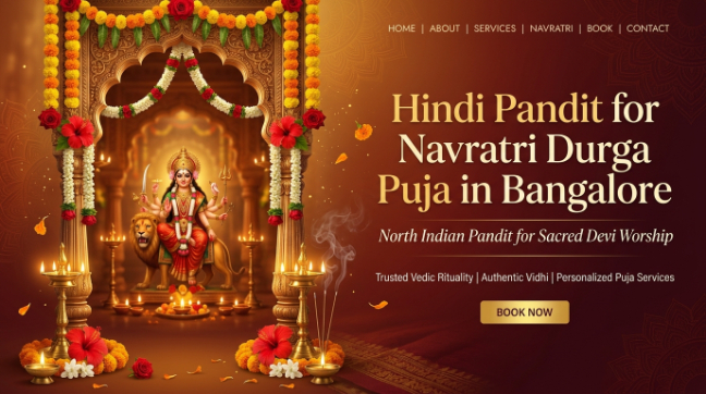 Navratri Durga Puja banner for Bangalore family celebrations